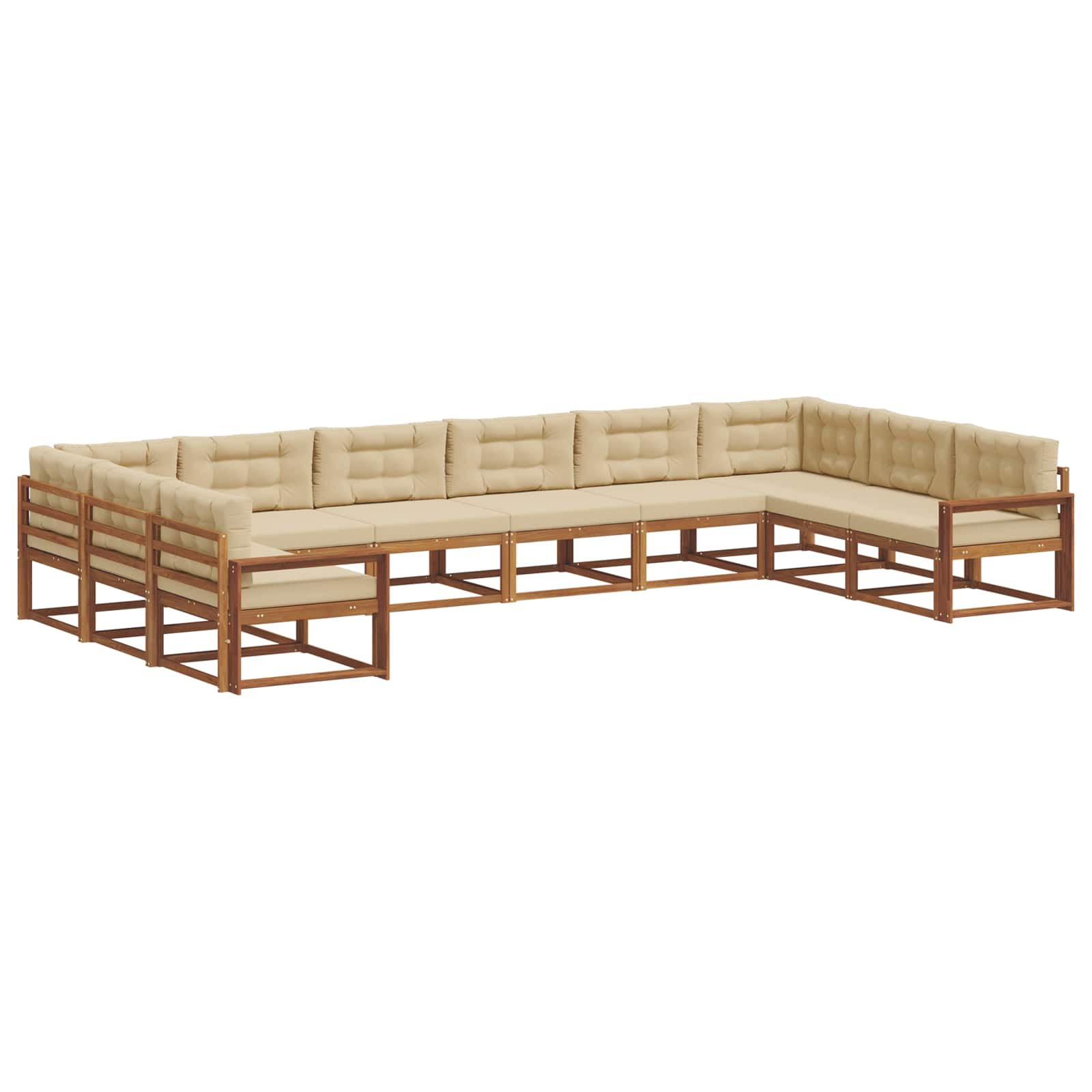 Buiten bankenset met kussen 10 pcs Natuurlijk en Beige is nu te koop bij PeponiXL, paradijselijk wonen!