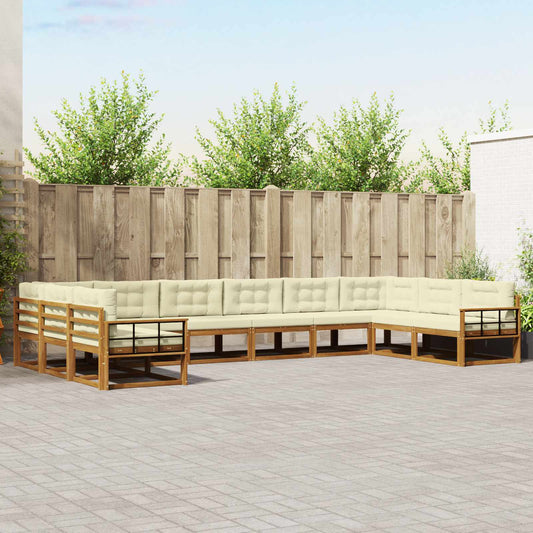 Buiten bankenset met kussen 10 pcs Natuurlijk en Crème is nu te koop bij PeponiXL, paradijselijk wonen!