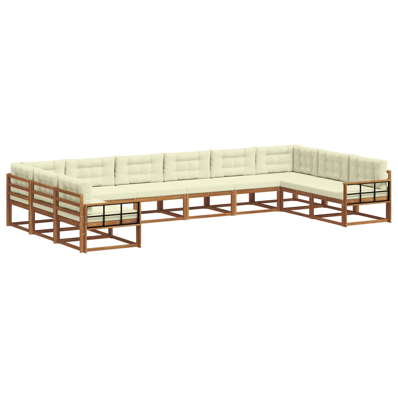 Buiten bankenset met kussen 10 pcs Natuurlijk en Crème is nu te koop bij PeponiXL, paradijselijk wonen!