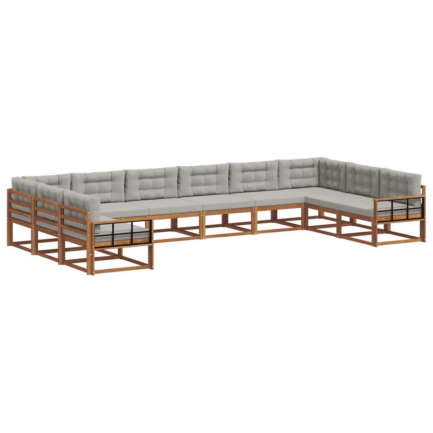 Buiten bankenset met kussen 10 pcs Natuurlijk en Lichtgrijs is nu te koop bij PeponiXL, paradijselijk wonen!