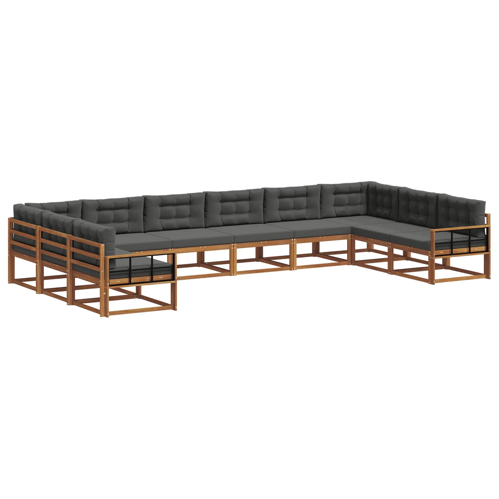 Buiten bankenset met kussen 10 pcs Natuurlijk en Antraciet is nu te koop bij PeponiXL, paradijselijk wonen!
