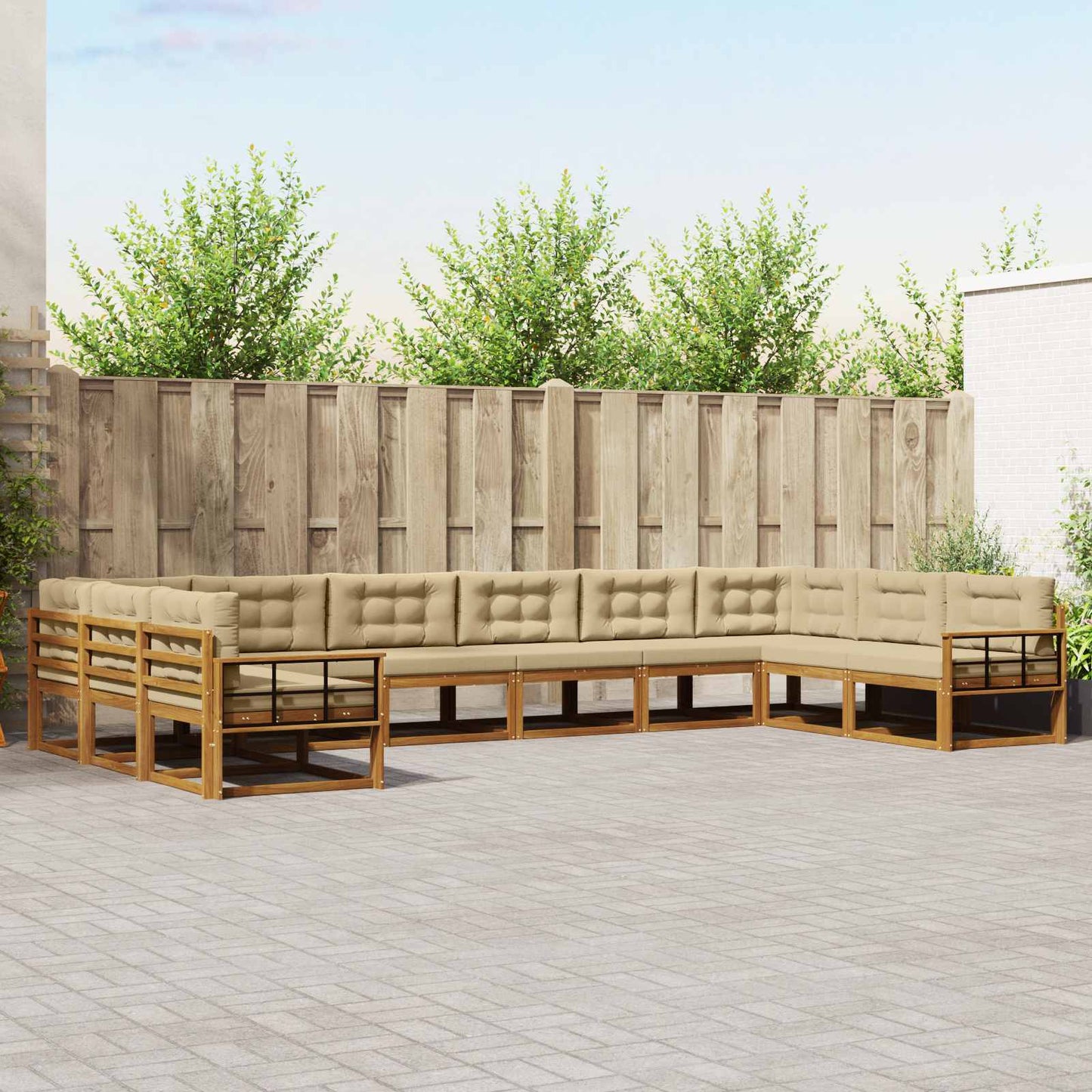 Buiten bankenset met kussen 10 pcs Natuurlijk en Beige is nu te koop bij PeponiXL, paradijselijk wonen!