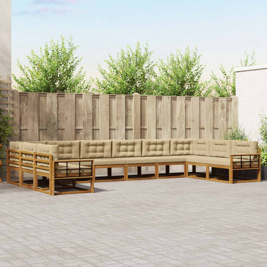 Buiten bankenset met kussen 10 pcs Natuurlijk en Beige is nu te koop bij PeponiXL, paradijselijk wonen!