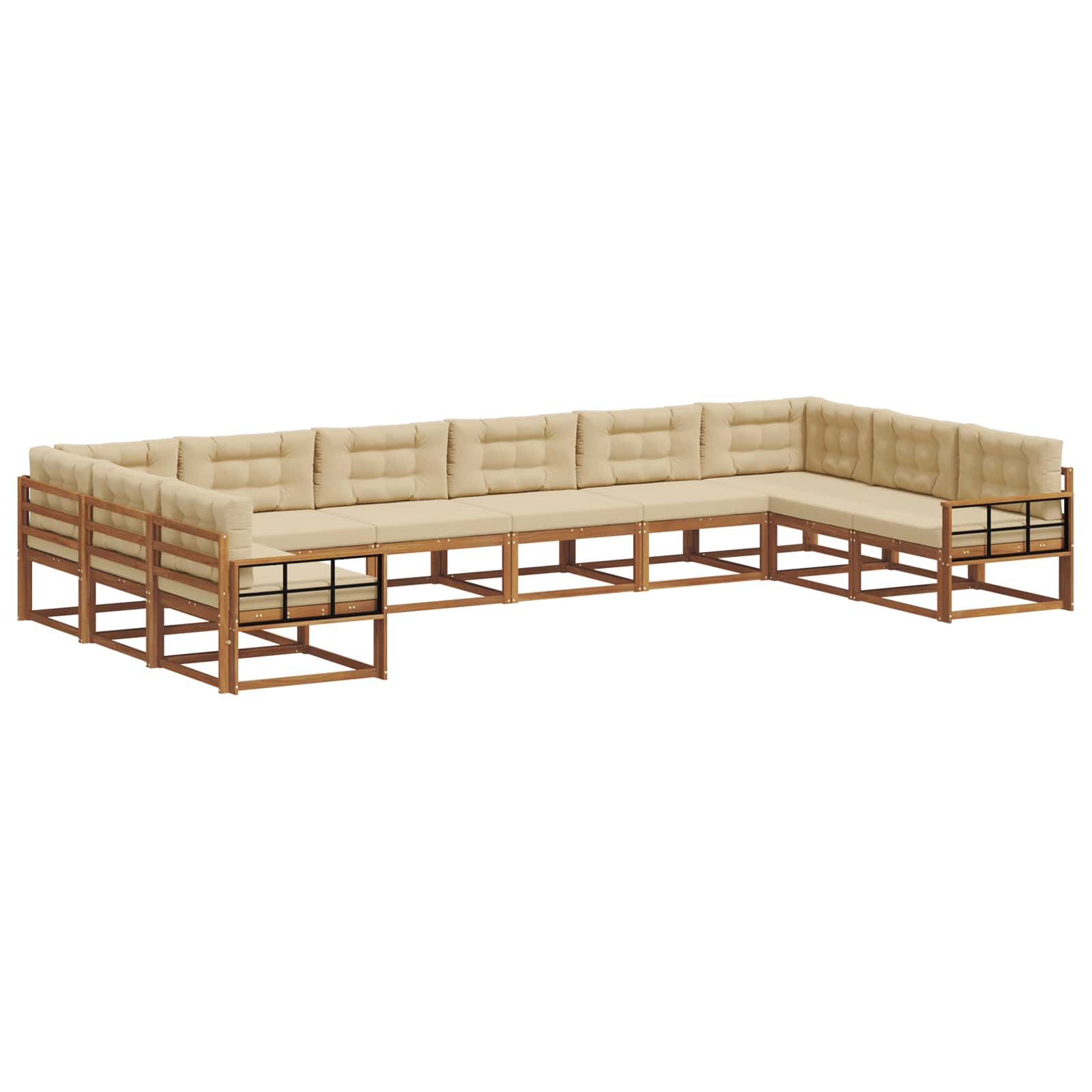 Buiten bankenset met kussen 10 pcs Natuurlijk en Beige is nu te koop bij PeponiXL, paradijselijk wonen!