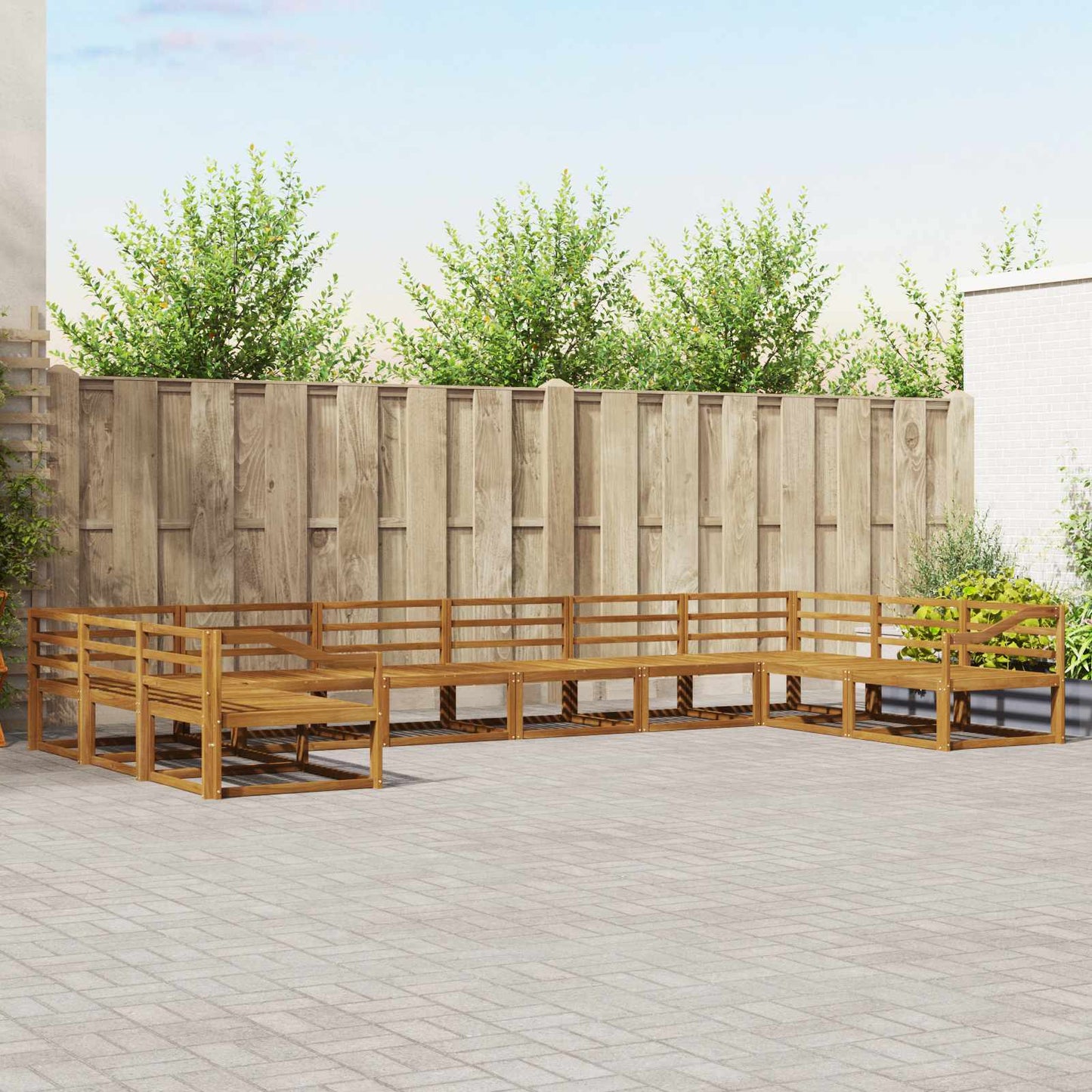 Buiten bankenset 10 pcs Naturel Massief Acaciahout is nu te koop bij PeponiXL, paradijselijk wonen!