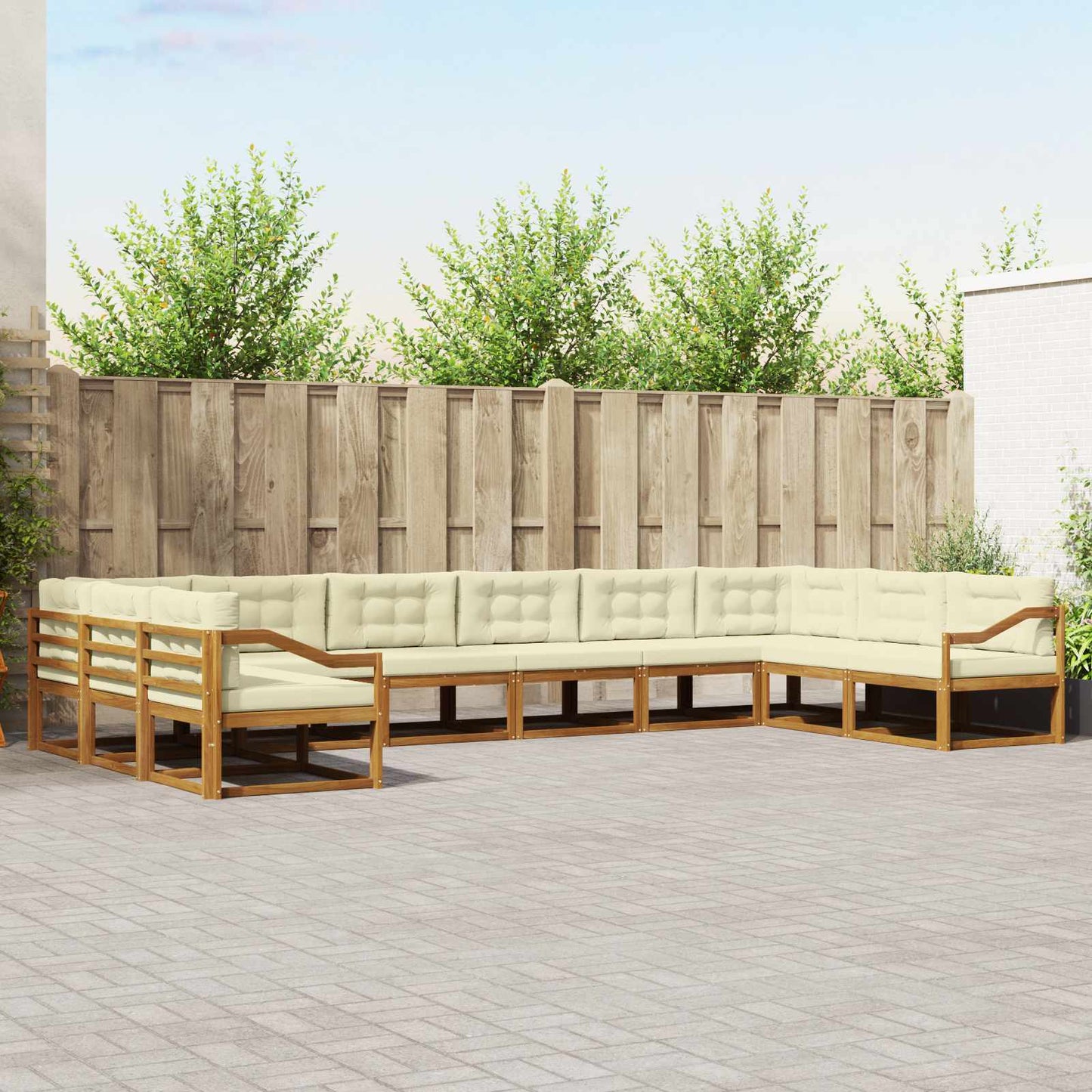 Buiten bankenset met kussen 10 pcs Natuurlijk en Crème is nu te koop bij PeponiXL, paradijselijk wonen!
