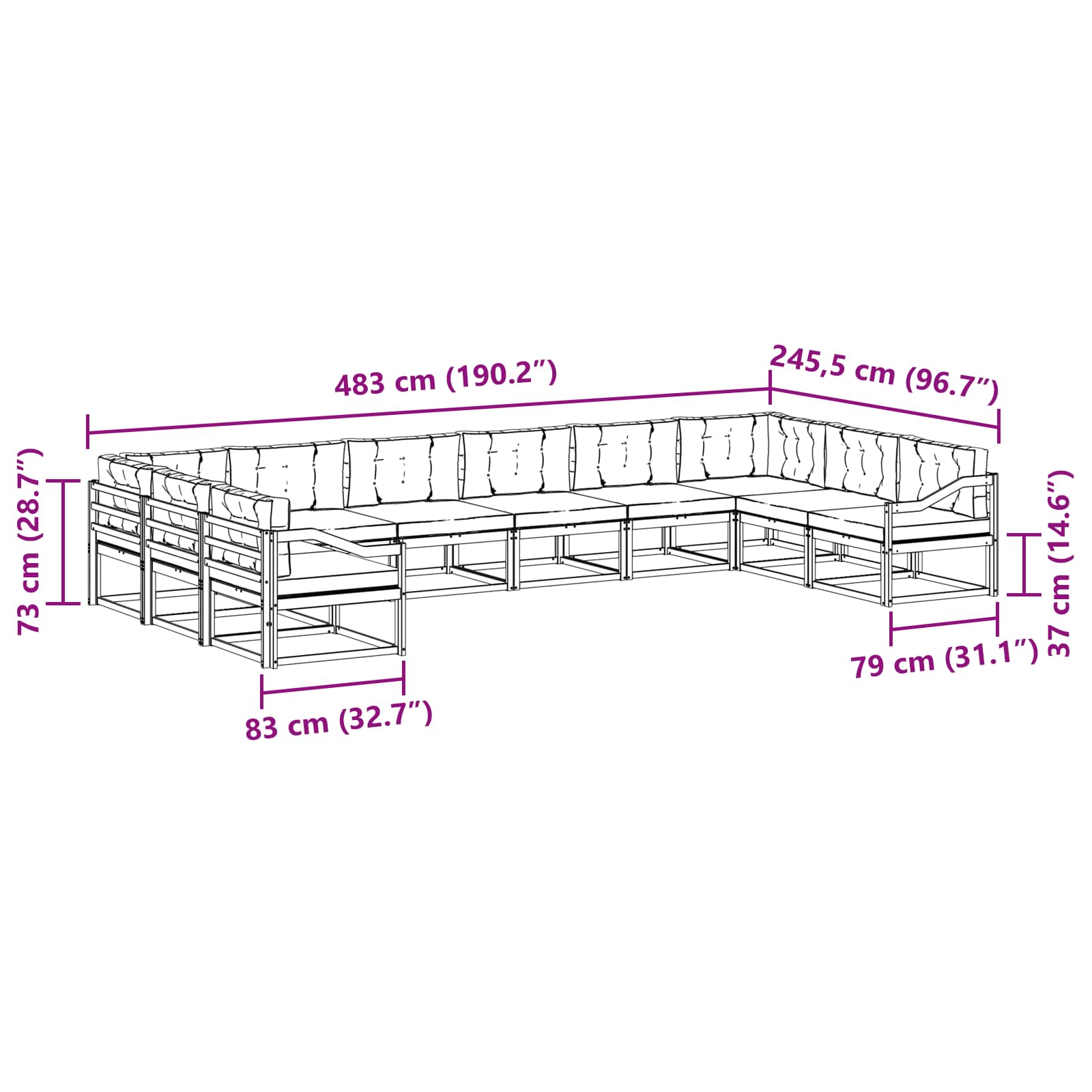 Buiten bankenset met kussen 10 pcs Natuurlijk en Crème is nu te koop bij PeponiXL, paradijselijk wonen!