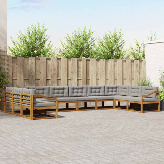 Buiten bankenset met kussen 10 pcs Natuurlijk en Lichtgrijs is nu te koop bij PeponiXL, paradijselijk wonen!