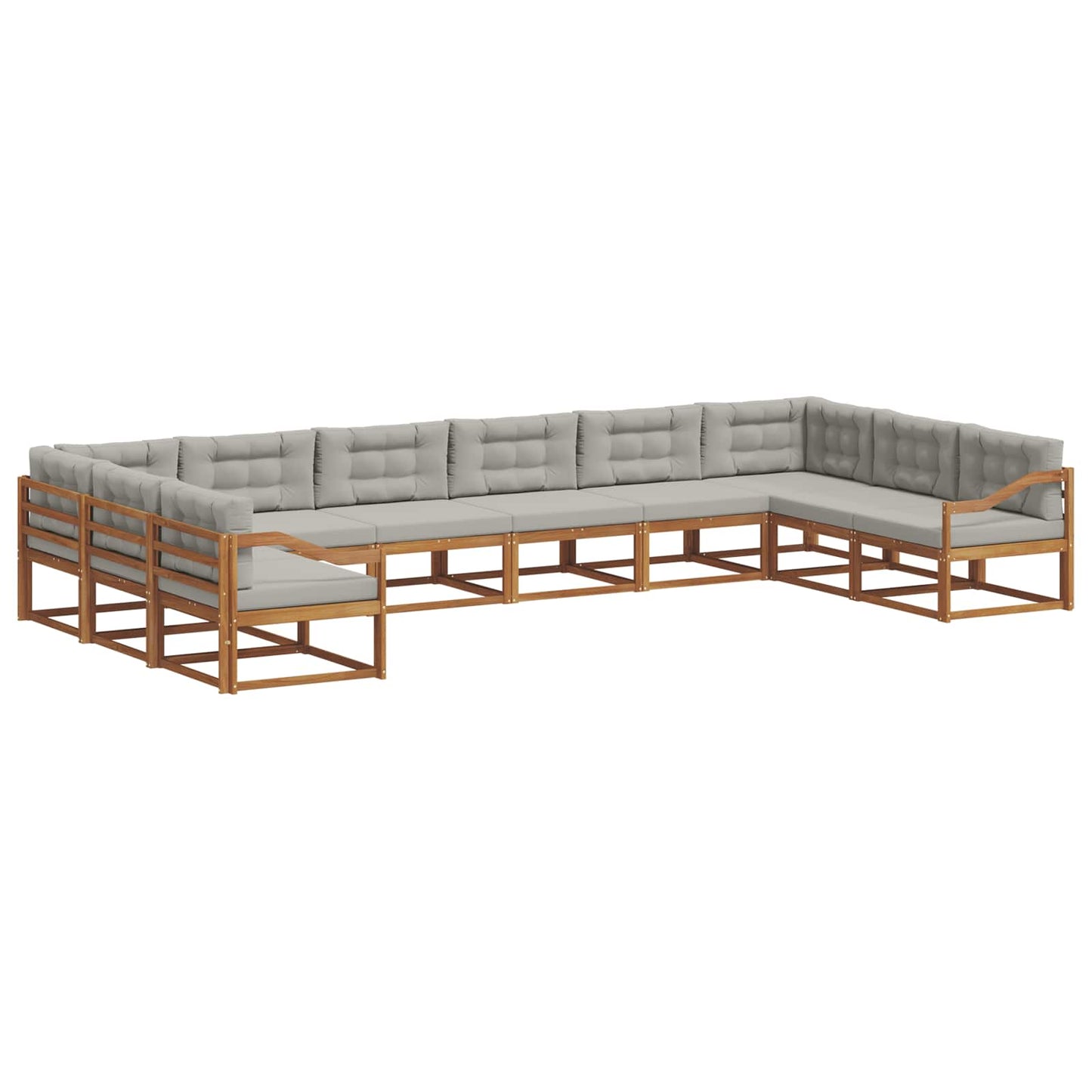 Buiten bankenset met kussen 10 pcs Natuurlijk en Lichtgrijs is nu te koop bij PeponiXL, paradijselijk wonen!