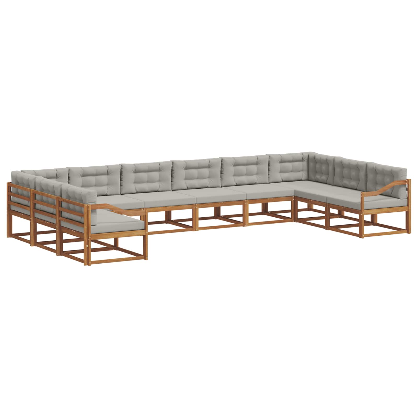Buiten bankenset met kussen 10 pcs Natuurlijk en Lichtgrijs is nu te koop bij PeponiXL, paradijselijk wonen!
