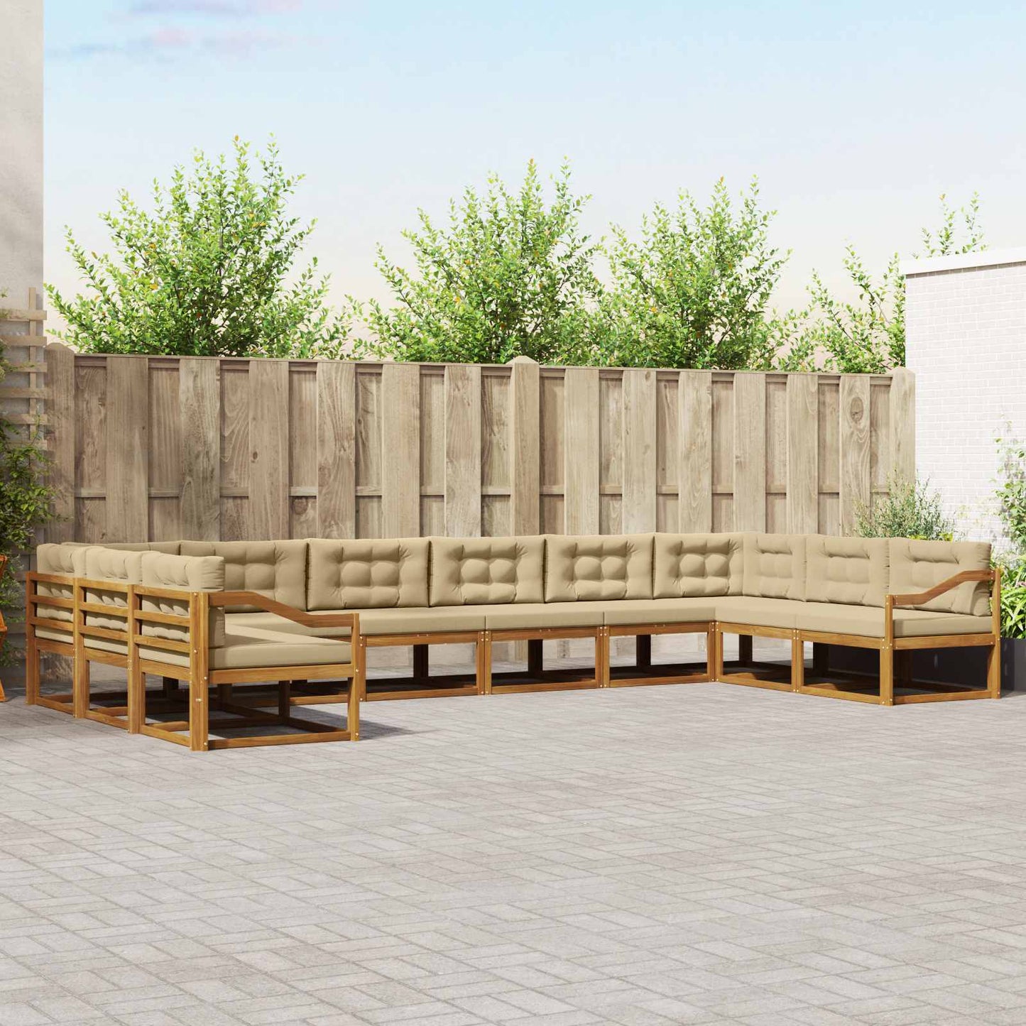Buiten bankenset met kussen 10 pcs Natuurlijk en Beige is nu te koop bij PeponiXL, paradijselijk wonen!
