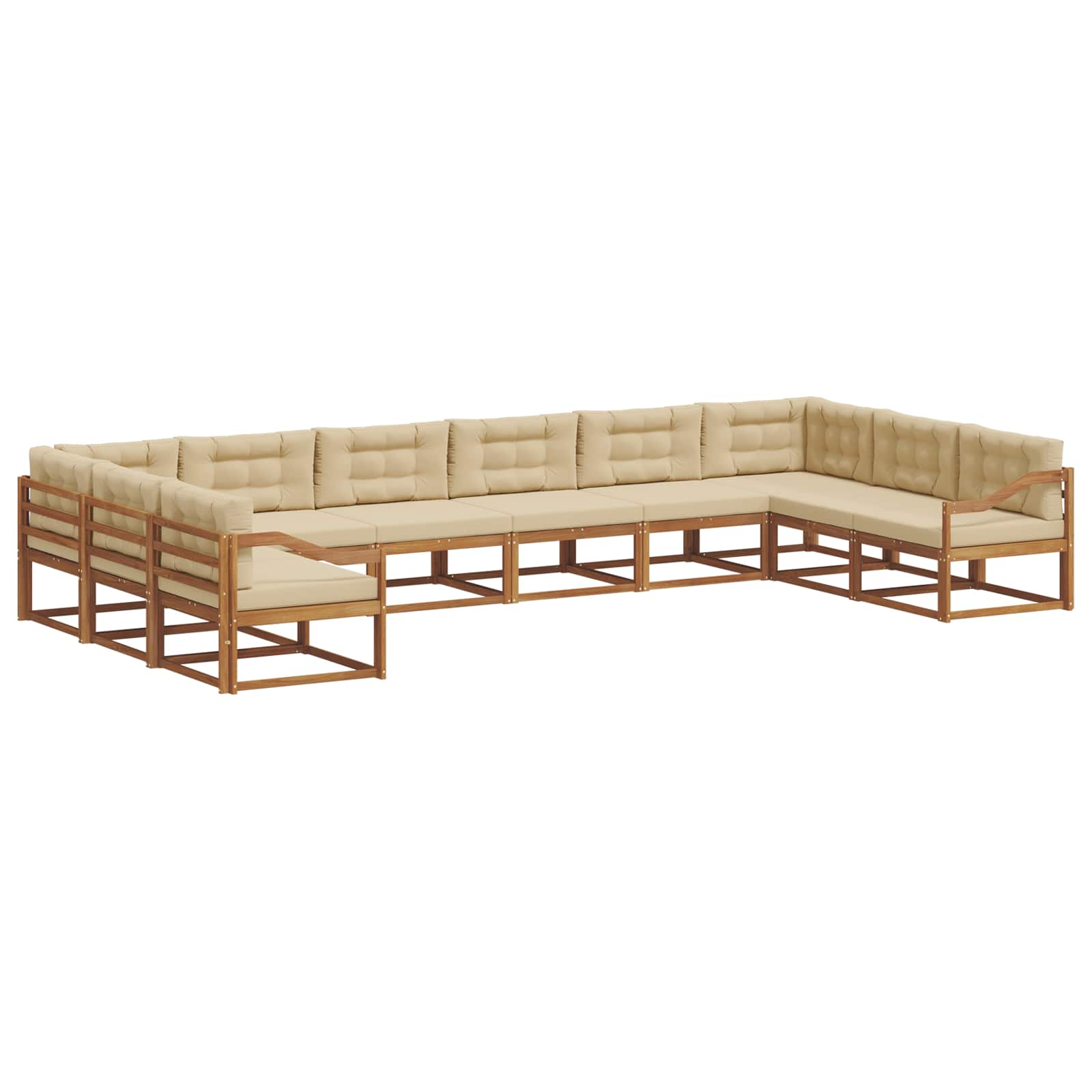 Buiten bankenset met kussen 10 pcs Natuurlijk en Beige is nu te koop bij PeponiXL, paradijselijk wonen!