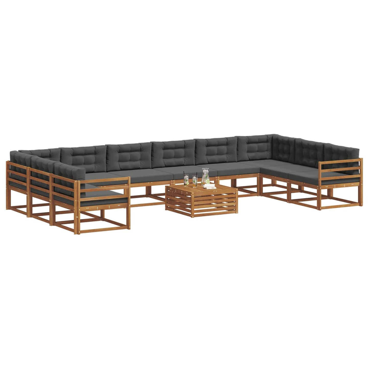 Buiten bankenset met kussen 11 pcs Natuurlijk en Antraciet is nu te koop bij PeponiXL, paradijselijk wonen!