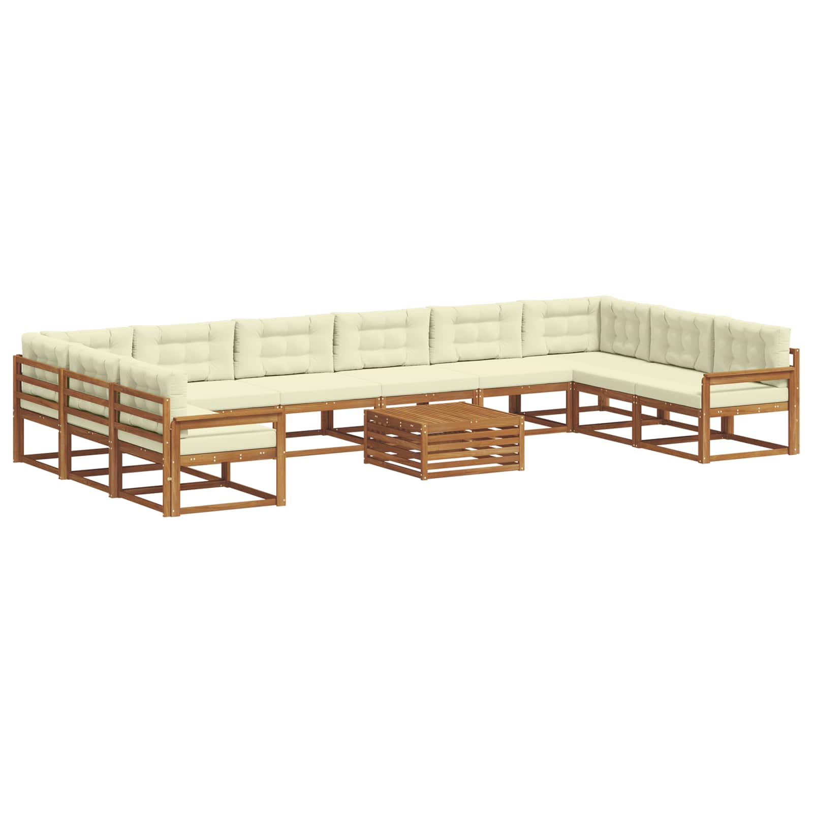 Buiten bankenset met kussen 11 pcs Natuurlijk en Crème is nu te koop bij PeponiXL, paradijselijk wonen!
