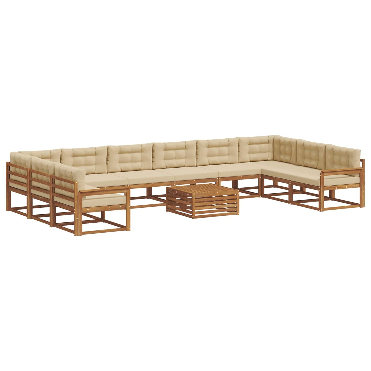 Buiten bankenset met kussen 11 pcs Natuurlijk en Beige is nu te koop bij PeponiXL, paradijselijk wonen!
