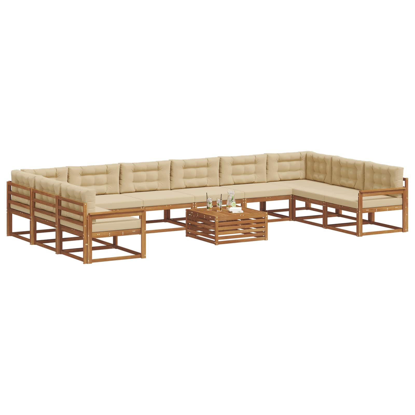 Buiten bankenset met kussen 11 pcs Natuurlijk en Beige is nu te koop bij PeponiXL, paradijselijk wonen!