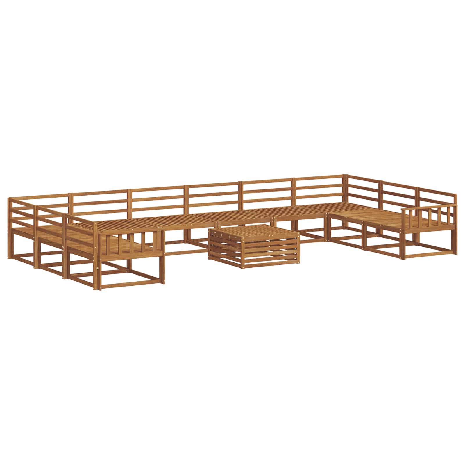 Buiten bankenset 11 pcs Naturel Massief Acaciahout is nu te koop bij PeponiXL, paradijselijk wonen!