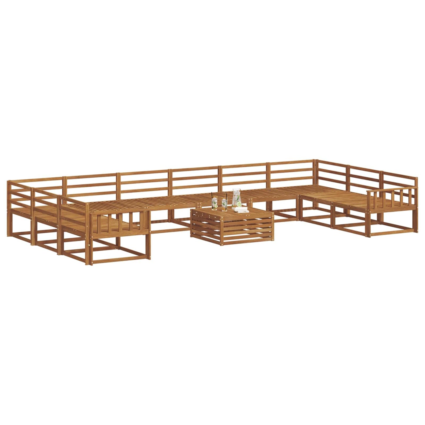 Buiten bankenset 11 pcs Naturel Massief Acaciahout is nu te koop bij PeponiXL, paradijselijk wonen!