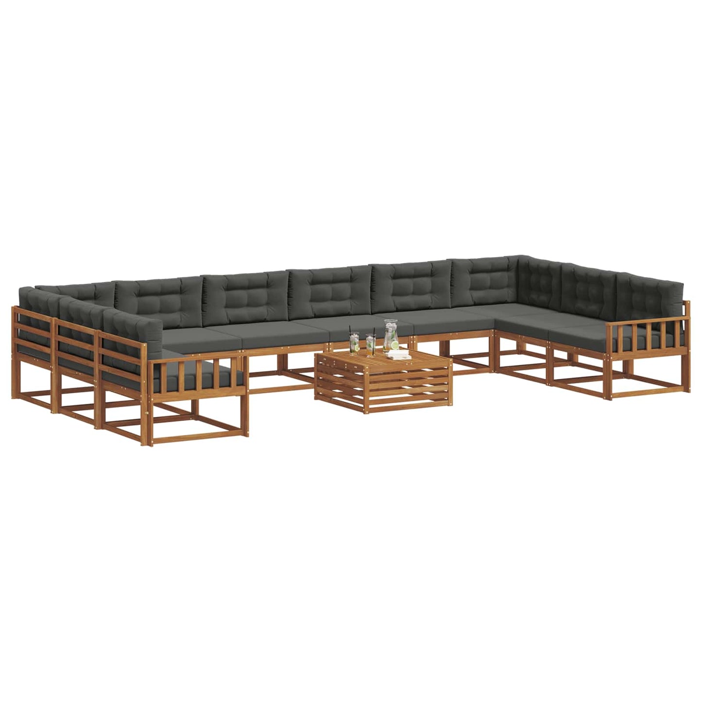 Buiten bankenset met kussen 11 pcs Natuurlijk en Antraciet is nu te koop bij PeponiXL, paradijselijk wonen!