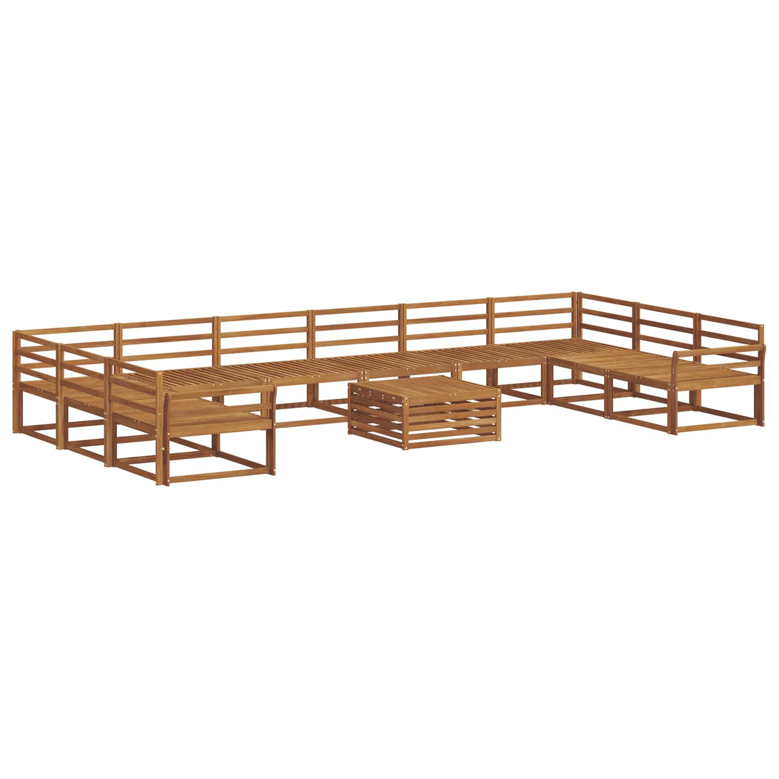 Buiten bankenset 11 pcs Naturel Massief Acaciahout is nu te koop bij PeponiXL, paradijselijk wonen!
