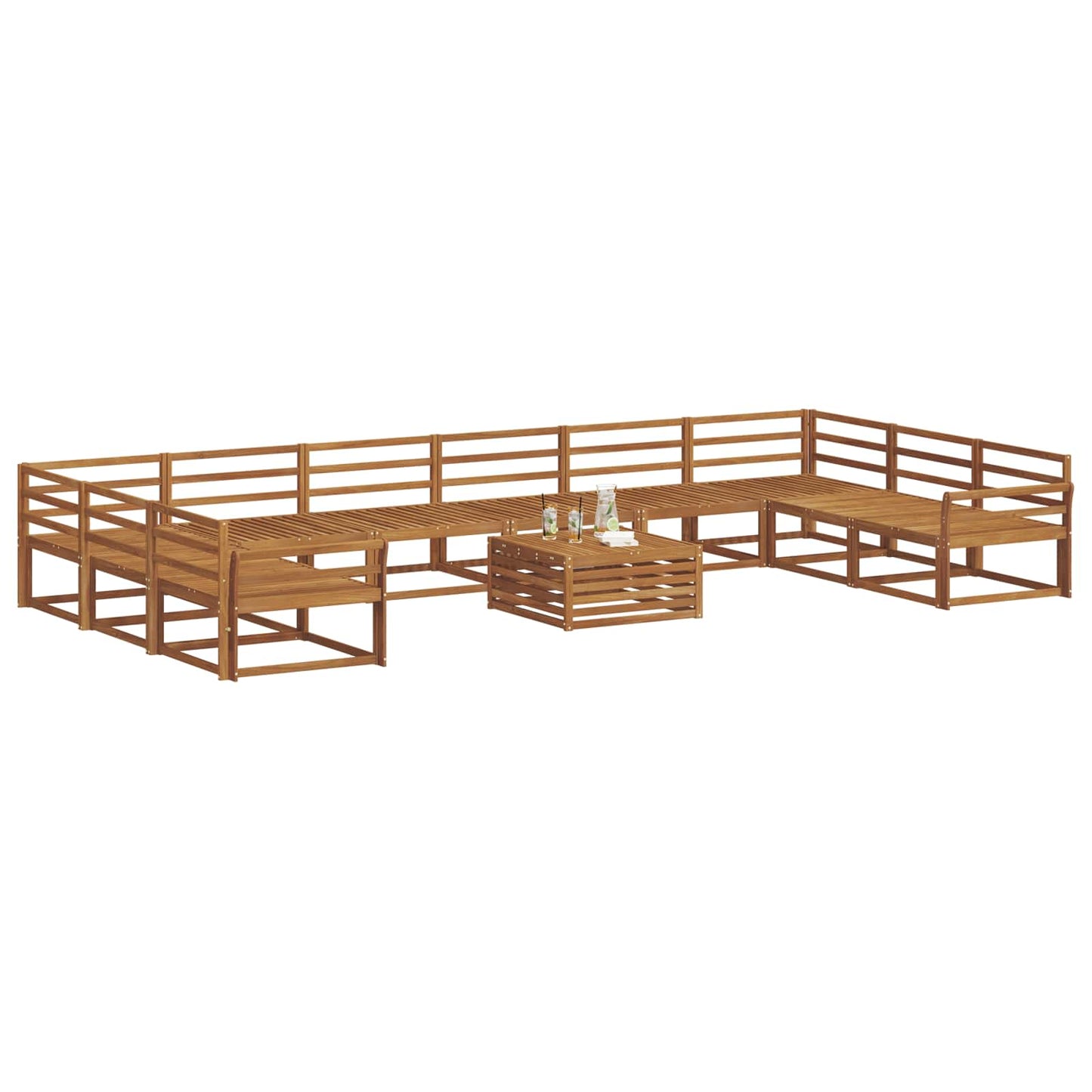 Buiten bankenset 11 pcs Naturel Massief Acaciahout is nu te koop bij PeponiXL, paradijselijk wonen!