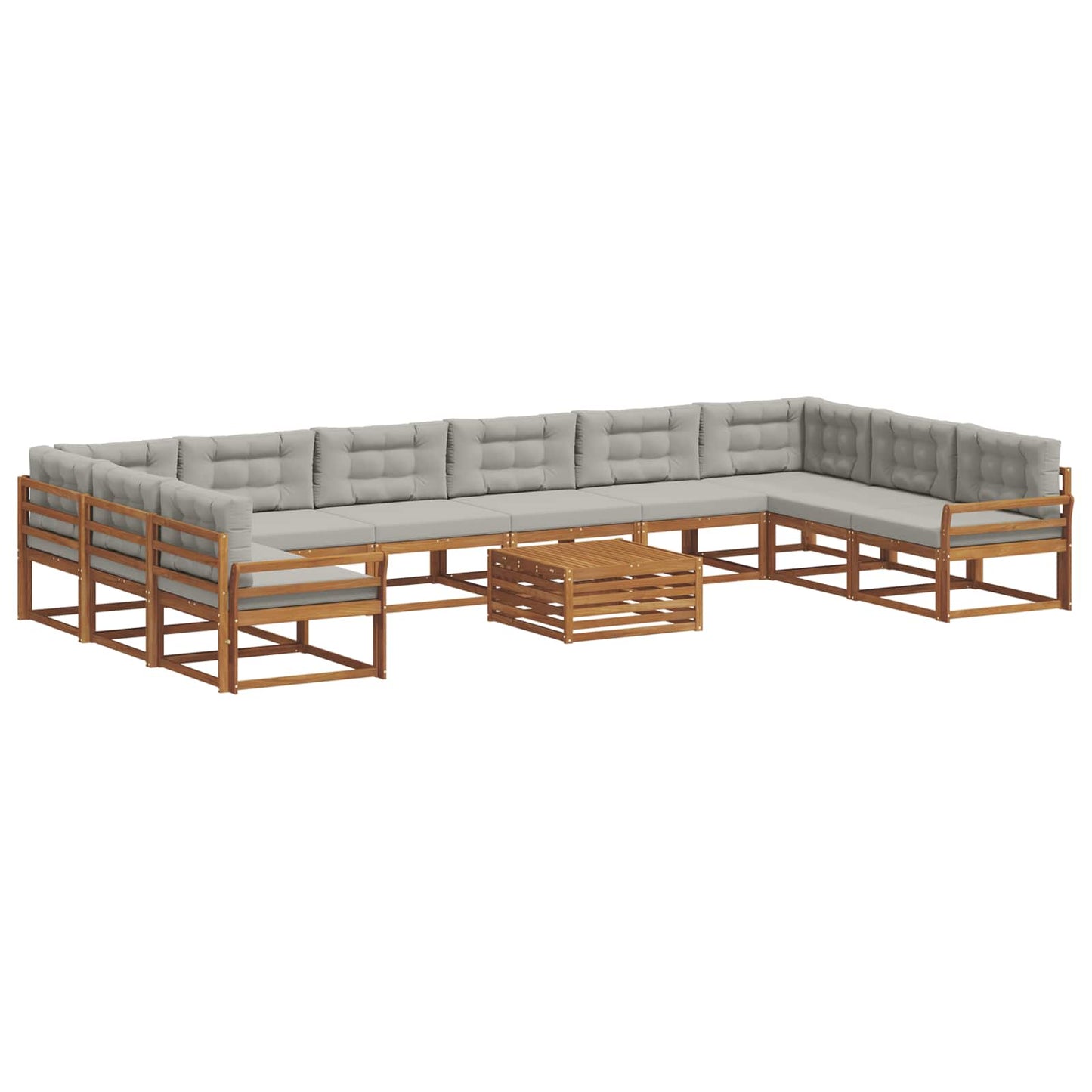 Buiten bankenset met kussen 11 pcs Natuurlijk en Lichtgrijs is nu te koop bij PeponiXL, paradijselijk wonen!