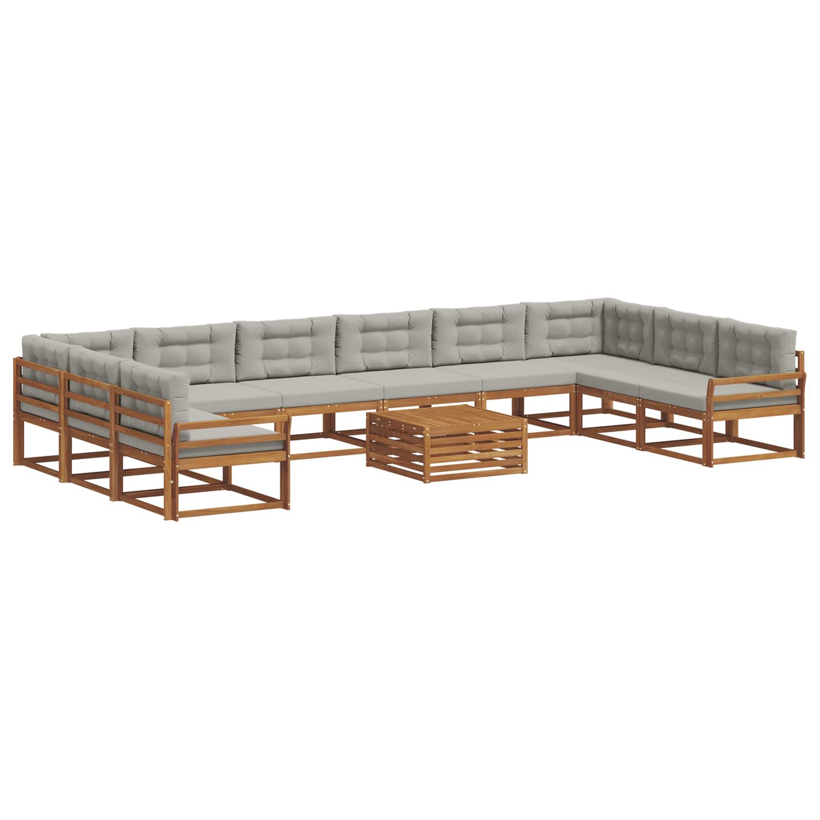 Buiten bankenset met kussen 11 pcs Natuurlijk en Lichtgrijs is nu te koop bij PeponiXL, paradijselijk wonen!