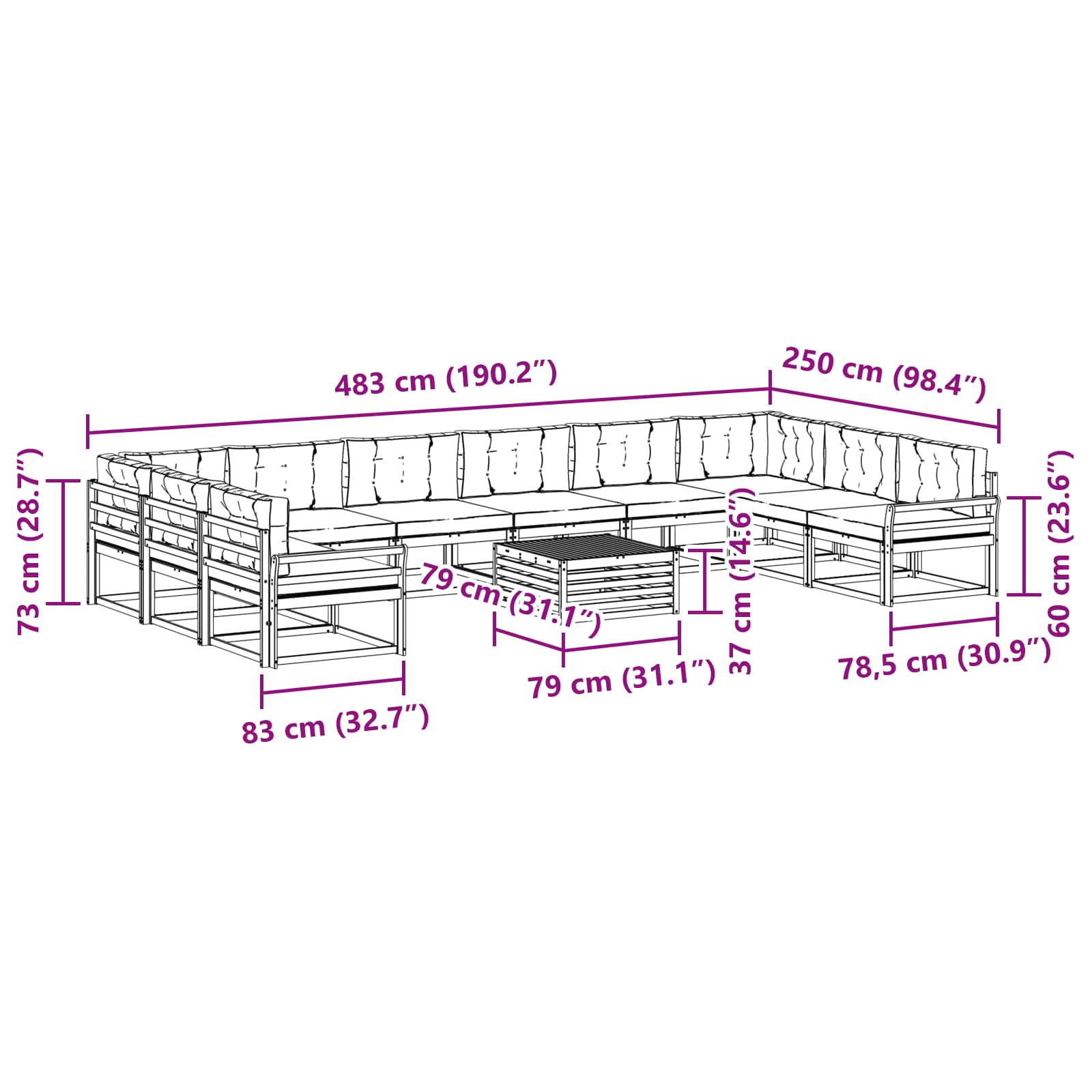 Buiten bankenset met kussen 11 pcs Natuurlijk en Lichtgrijs is nu te koop bij PeponiXL, paradijselijk wonen!