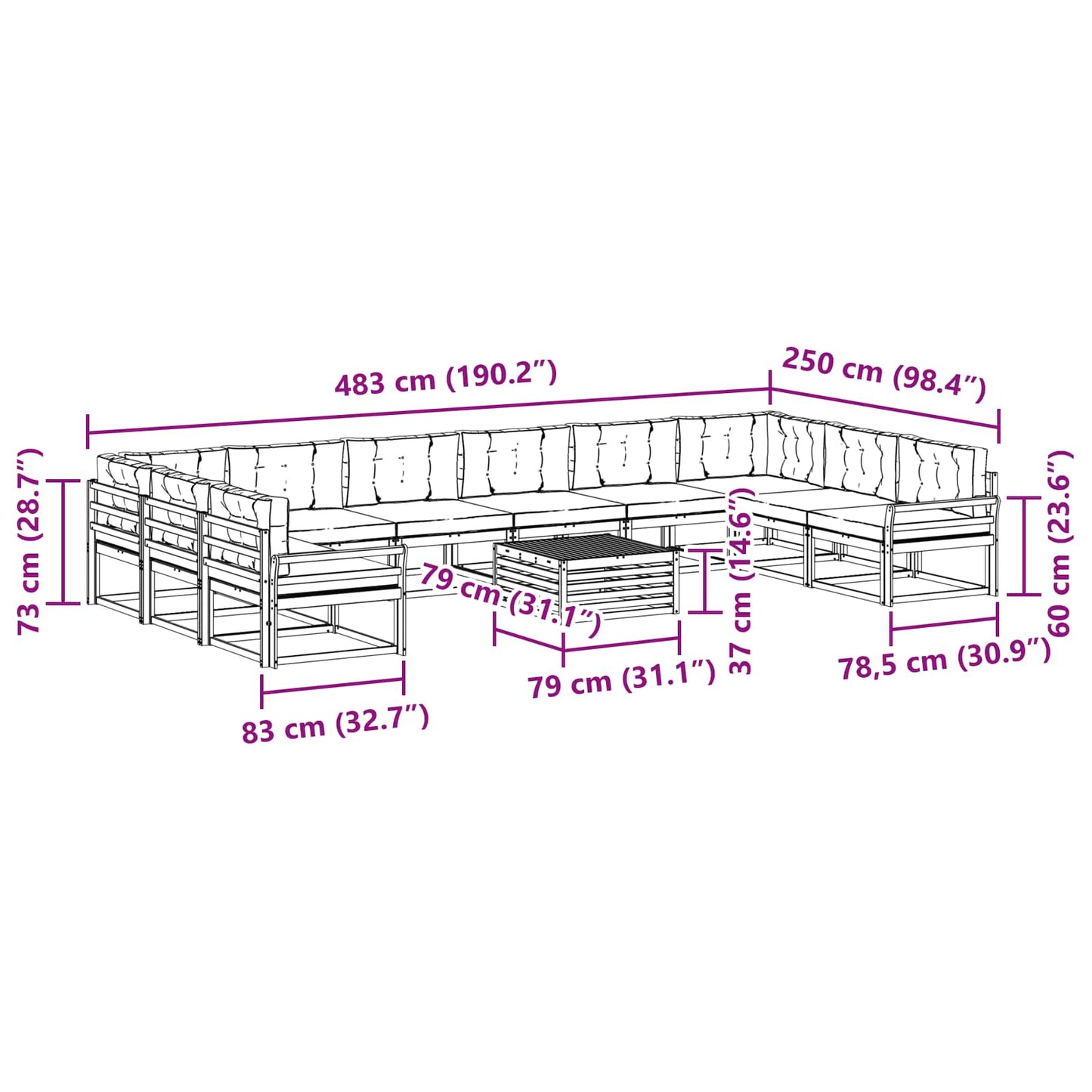 Buiten bankenset met kussen 11 pcs Natuurlijk en Antraciet is nu te koop bij PeponiXL, paradijselijk wonen!