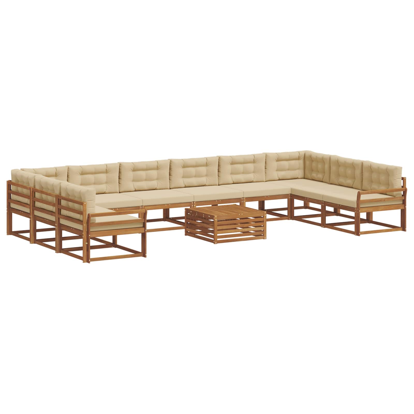 Buiten bankenset met kussen 11 pcs Natuurlijk en Beige is nu te koop bij PeponiXL, paradijselijk wonen!