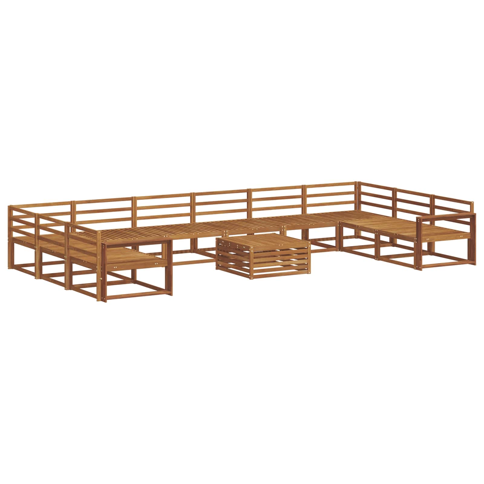 Buiten bankenset 11 pcs Naturel Massief Acaciahout is nu te koop bij PeponiXL, paradijselijk wonen!