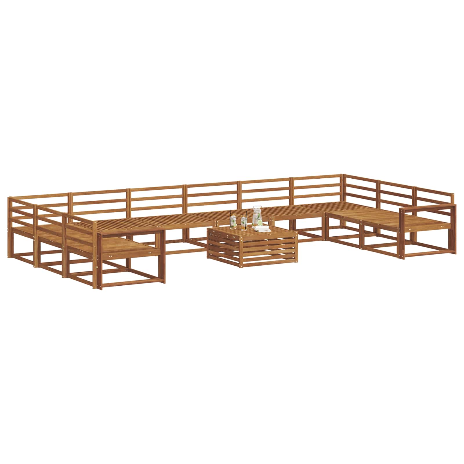 Buiten bankenset 11 pcs Naturel Massief Acaciahout is nu te koop bij PeponiXL, paradijselijk wonen!