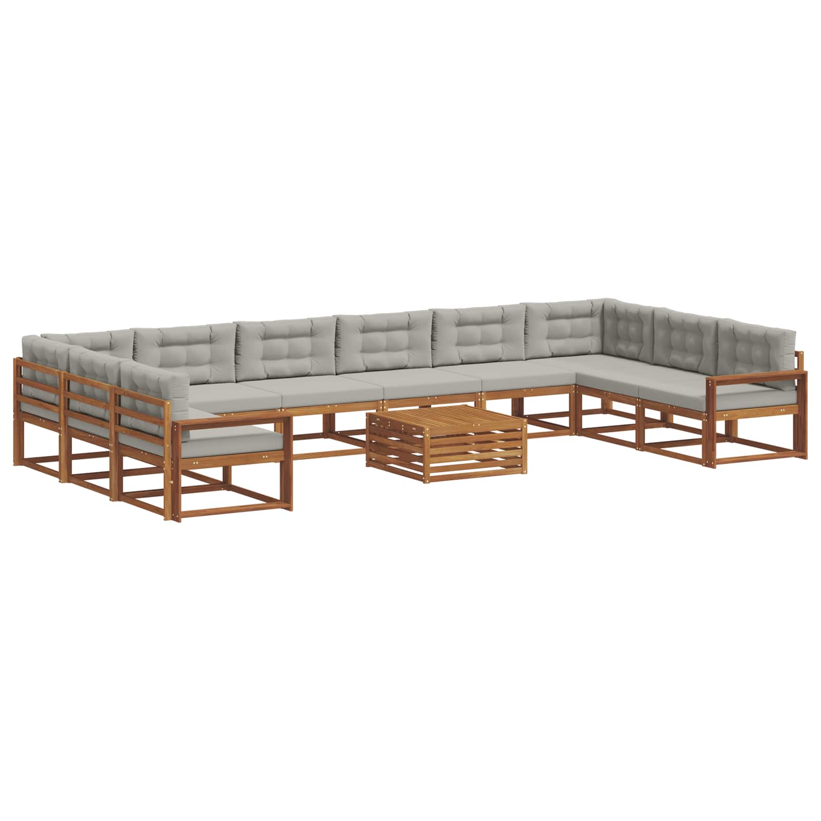 Buiten bankenset met kussen 11 pcs Natuurlijk en Lichtgrijs is nu te koop bij PeponiXL, paradijselijk wonen!