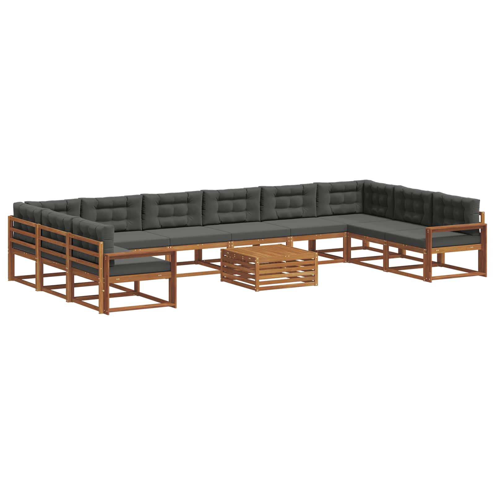 Buiten bankenset met kussen 11 pcs Natuurlijk en Antraciet is nu te koop bij PeponiXL, paradijselijk wonen!