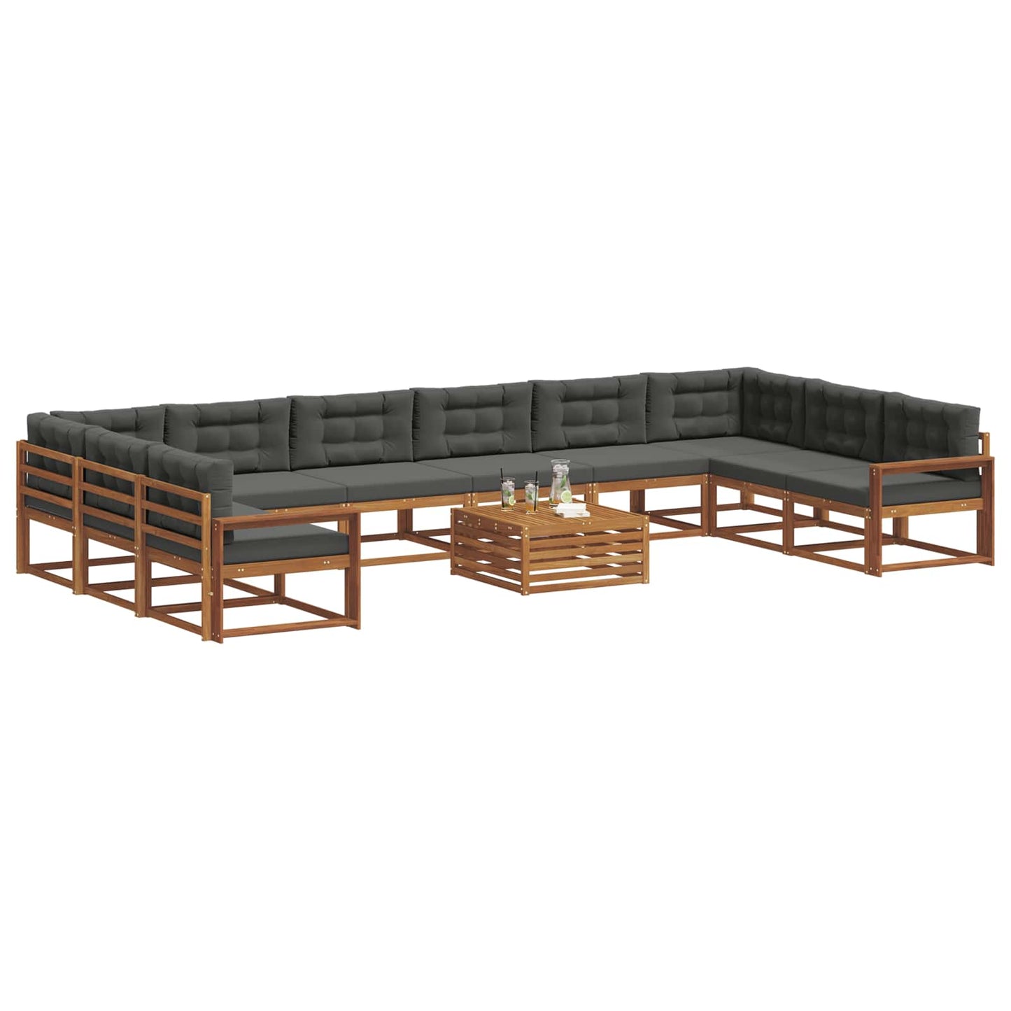Buiten bankenset met kussen 11 pcs Natuurlijk en Antraciet is nu te koop bij PeponiXL, paradijselijk wonen!