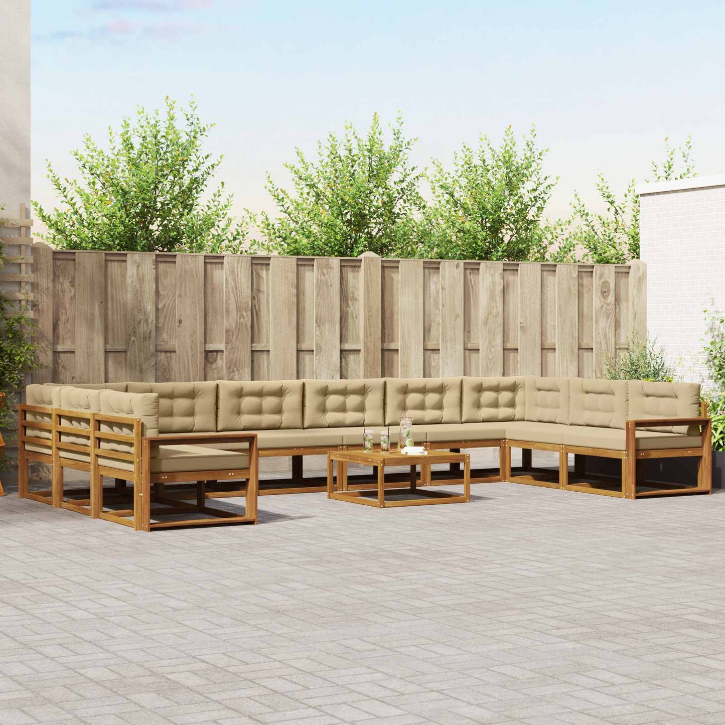 Buiten bankenset met kussen 11 pcs Natuurlijk en Beige is nu te koop bij PeponiXL, paradijselijk wonen!