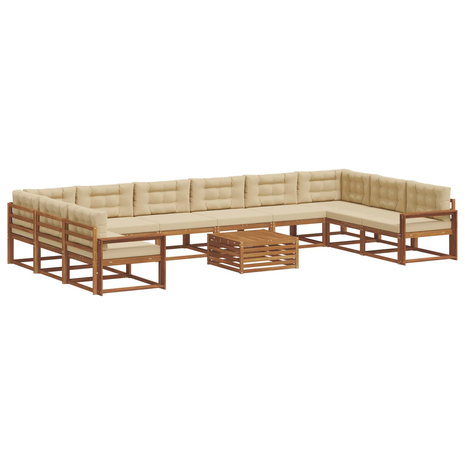 Buiten bankenset met kussen 11 pcs Natuurlijk en Beige is nu te koop bij PeponiXL, paradijselijk wonen!