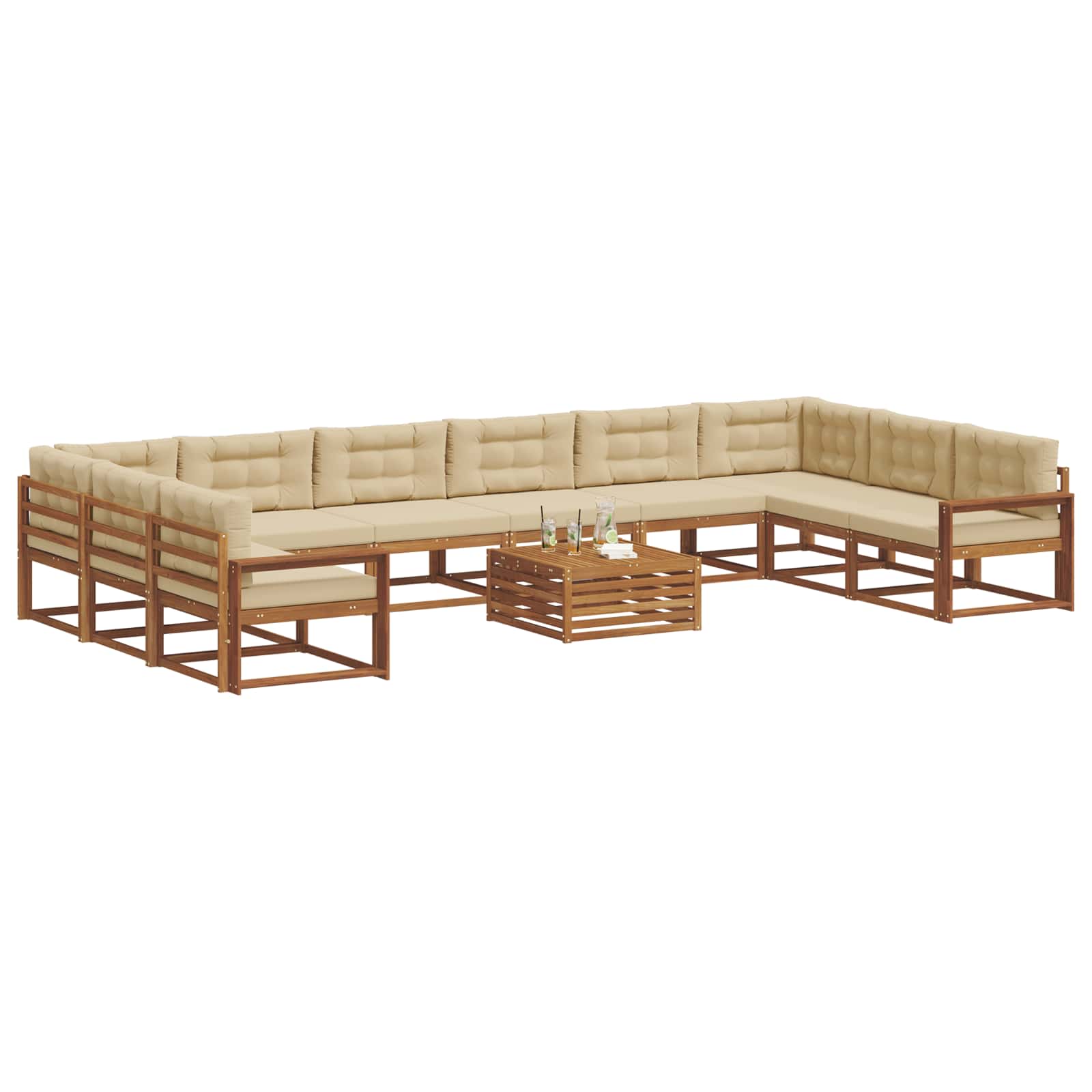 Buiten bankenset met kussen 11 pcs Natuurlijk en Beige is nu te koop bij PeponiXL, paradijselijk wonen!