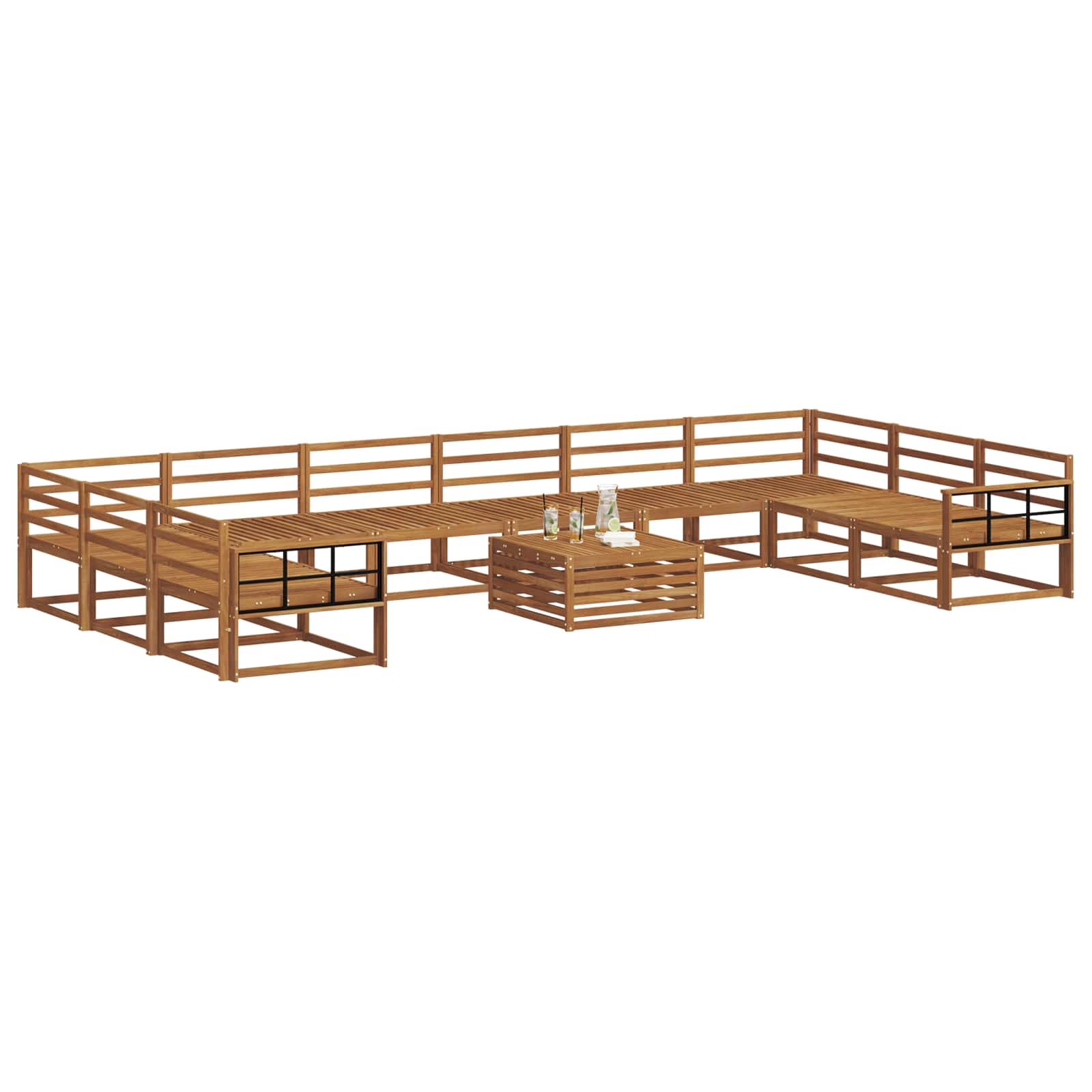 Buiten bankenset 11 pcs Naturel Massief Acaciahout is nu te koop bij PeponiXL, paradijselijk wonen!