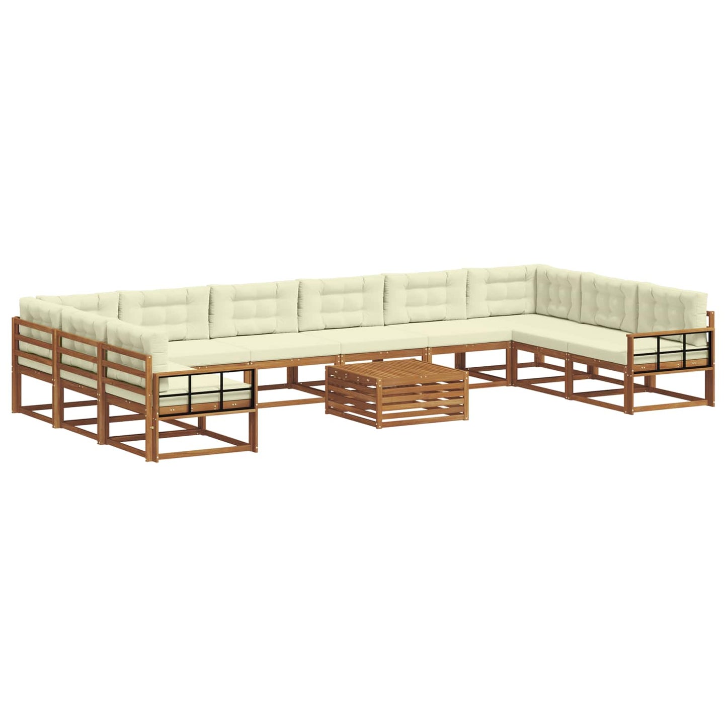 Buiten bankenset met kussen 11 pcs Natuurlijk en Crème is nu te koop bij PeponiXL, paradijselijk wonen!