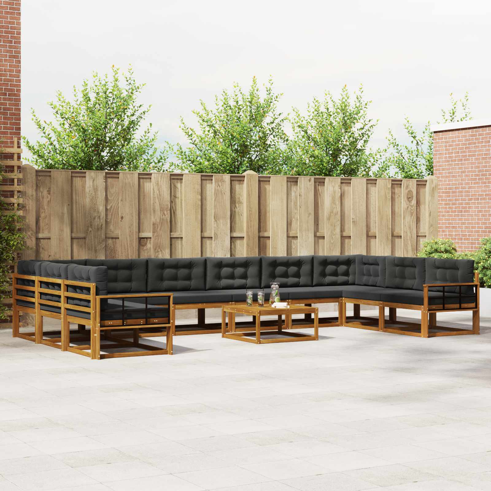 Buiten bankenset met kussen 11 pcs Natuurlijk en Antraciet is nu te koop bij PeponiXL, paradijselijk wonen!