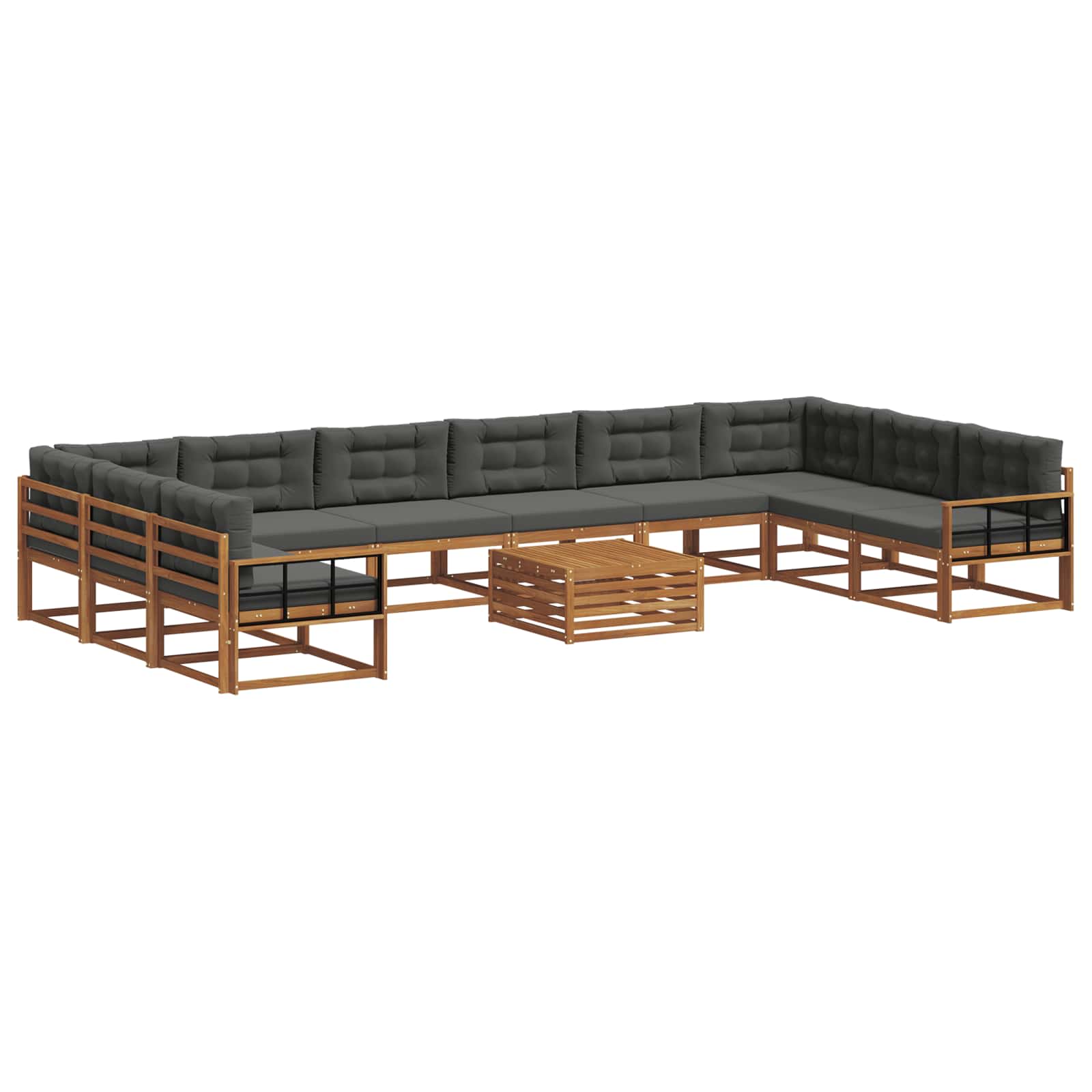 Buiten bankenset met kussen 11 pcs Natuurlijk en Antraciet is nu te koop bij PeponiXL, paradijselijk wonen!