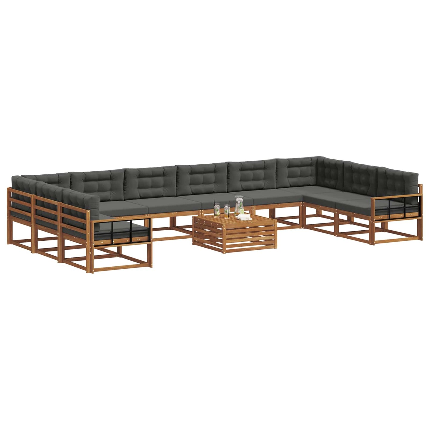 Buiten bankenset met kussen 11 pcs Natuurlijk en Antraciet is nu te koop bij PeponiXL, paradijselijk wonen!