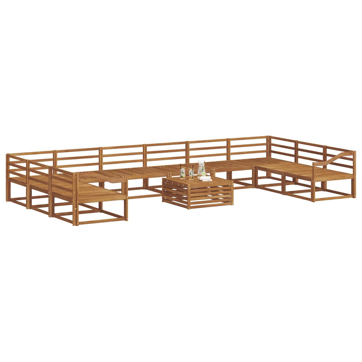 Buiten bankenset 11 pcs Naturel Massief Acaciahout is nu te koop bij PeponiXL, paradijselijk wonen!