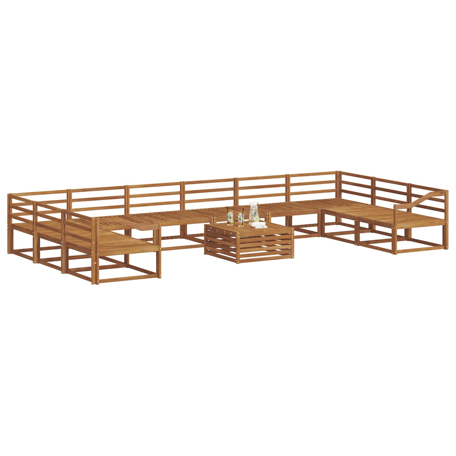 Buiten bankenset 11 pcs Naturel Massief Acaciahout is nu te koop bij PeponiXL, paradijselijk wonen!