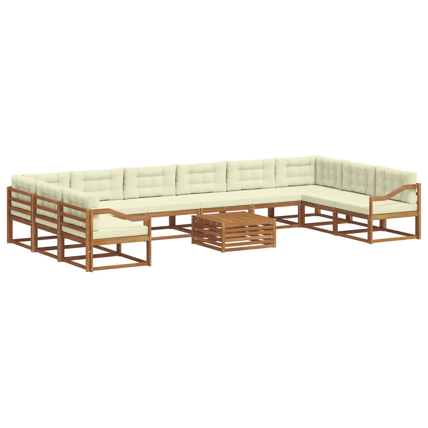 Buiten bankenset met kussen 11 pcs Natuurlijk en Crème is nu te koop bij PeponiXL, paradijselijk wonen!