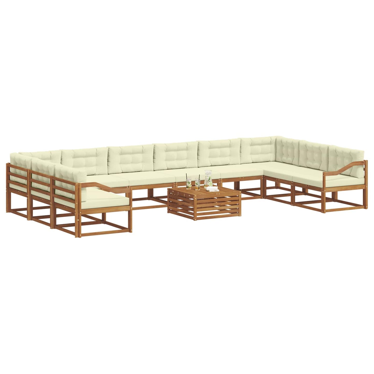 Buiten bankenset met kussen 11 pcs Natuurlijk en Crème is nu te koop bij PeponiXL, paradijselijk wonen!