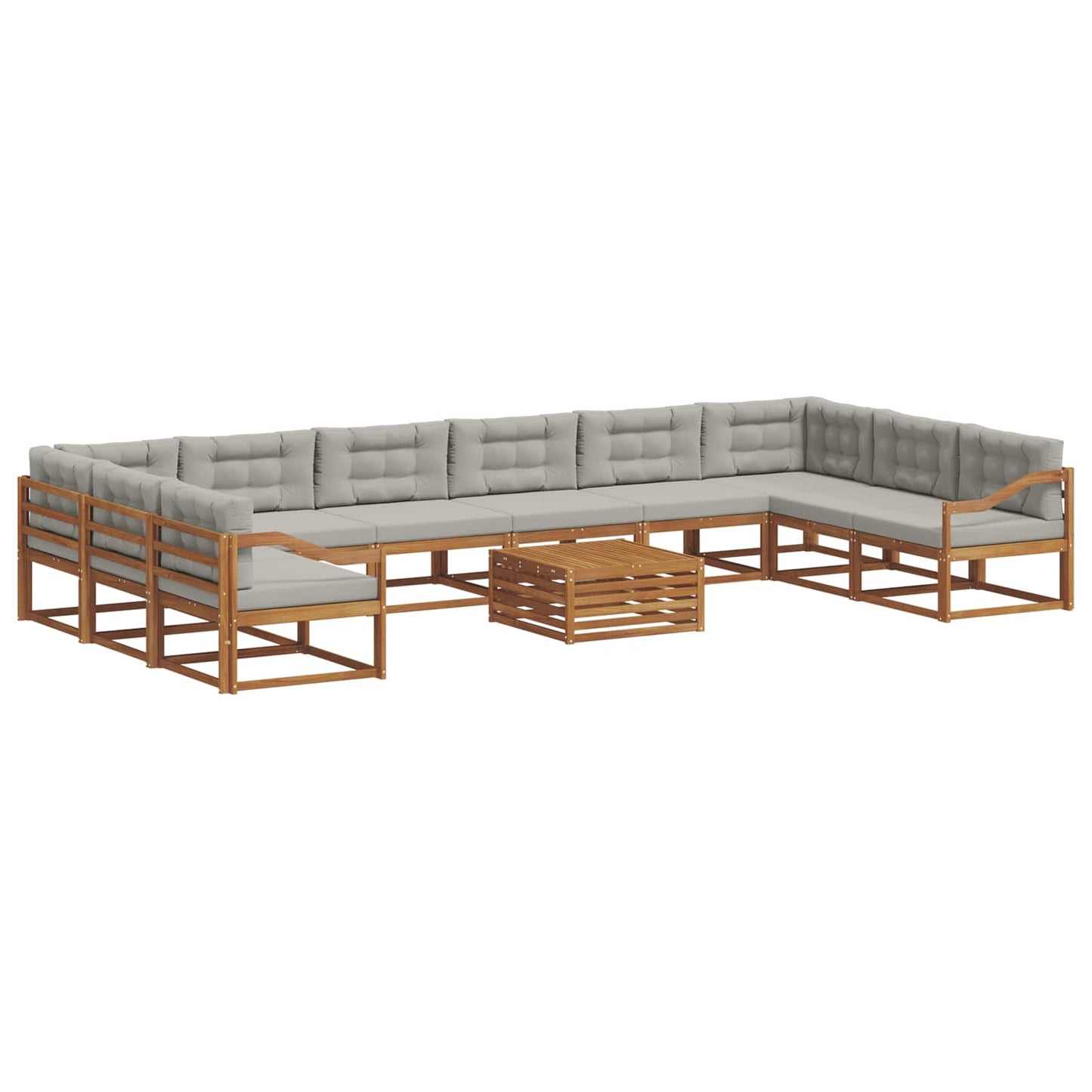 Buiten bankenset met kussen 11 pcs Natuurlijk en Lichtgrijs is nu te koop bij PeponiXL, paradijselijk wonen!