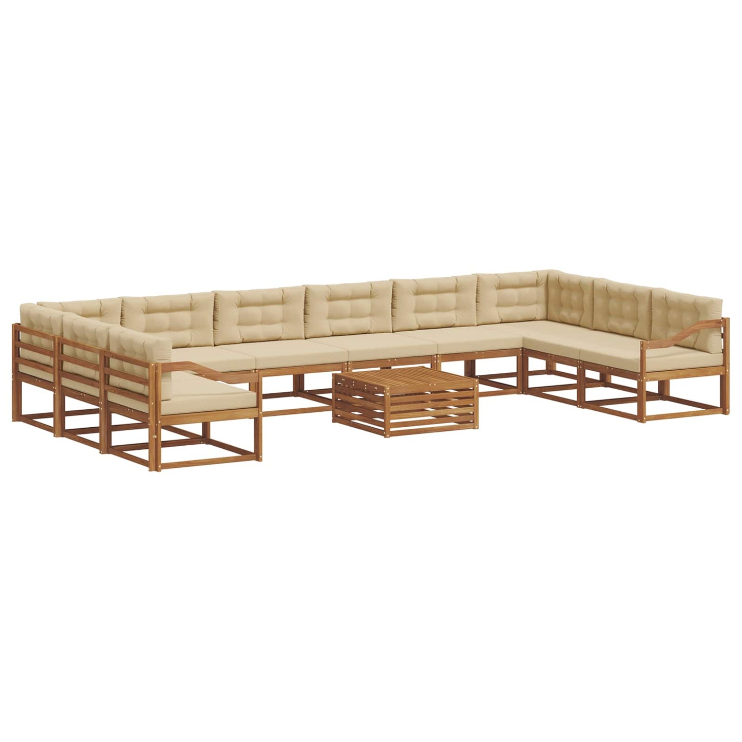 Buiten bankenset met kussen 11 pcs Natuurlijk en Beige is nu te koop bij PeponiXL, paradijselijk wonen!