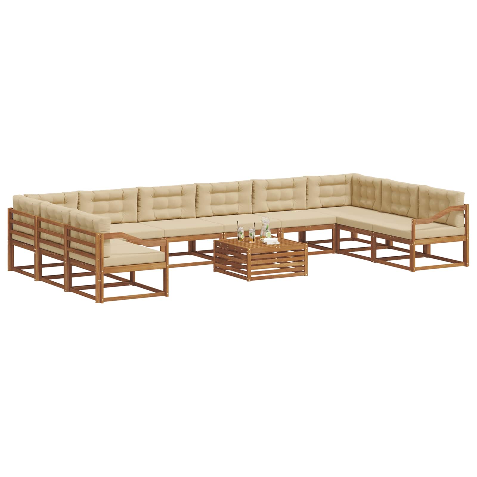 Buiten bankenset met kussen 11 pcs Natuurlijk en Beige is nu te koop bij PeponiXL, paradijselijk wonen!